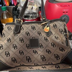 Dooney & Bourke Brown and Black Monogram Satchel